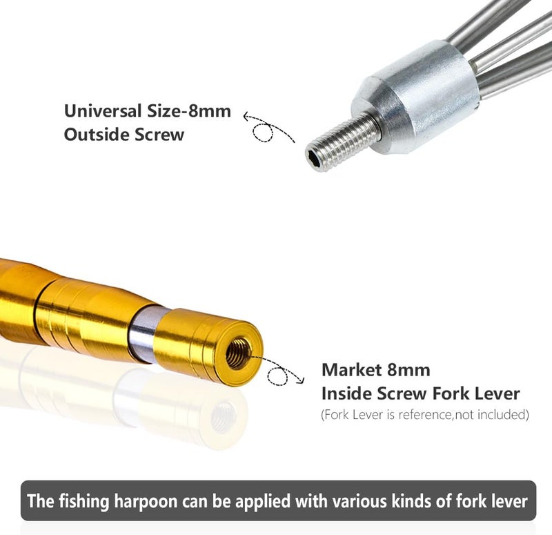 Dutiplus Large Fishing Harpoon 1~11 Prong Barded Stainless Steel Hunting Fish Gig Gaff Fork Hook with 8mm Screw for Catching Big Fish Mole Big Bullfrog - Image 4